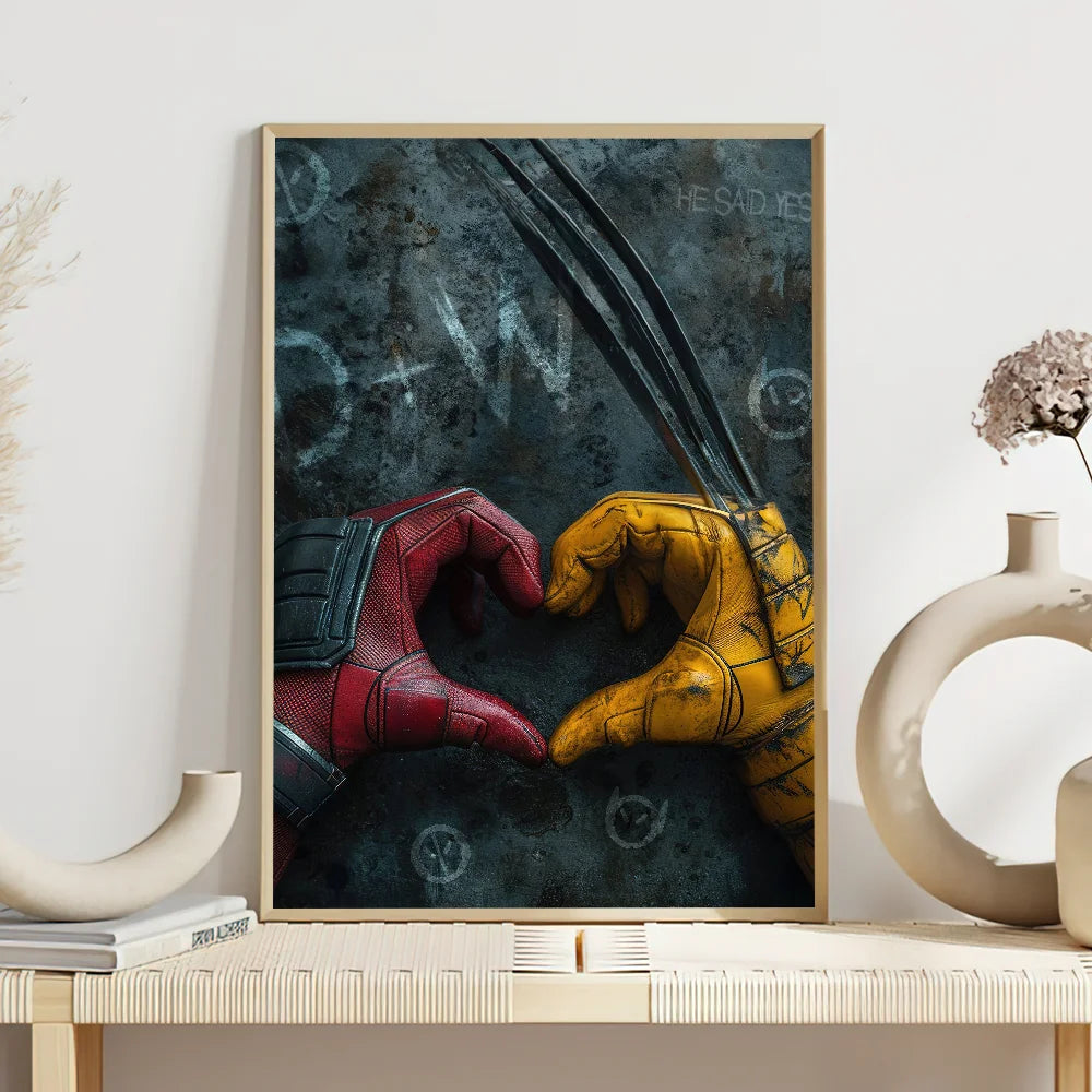 Movie Deadpool W-Wolverine Poster Self Adhesive Painting Living Room Office Decoration Bedroom Home Wall Sticker Prints