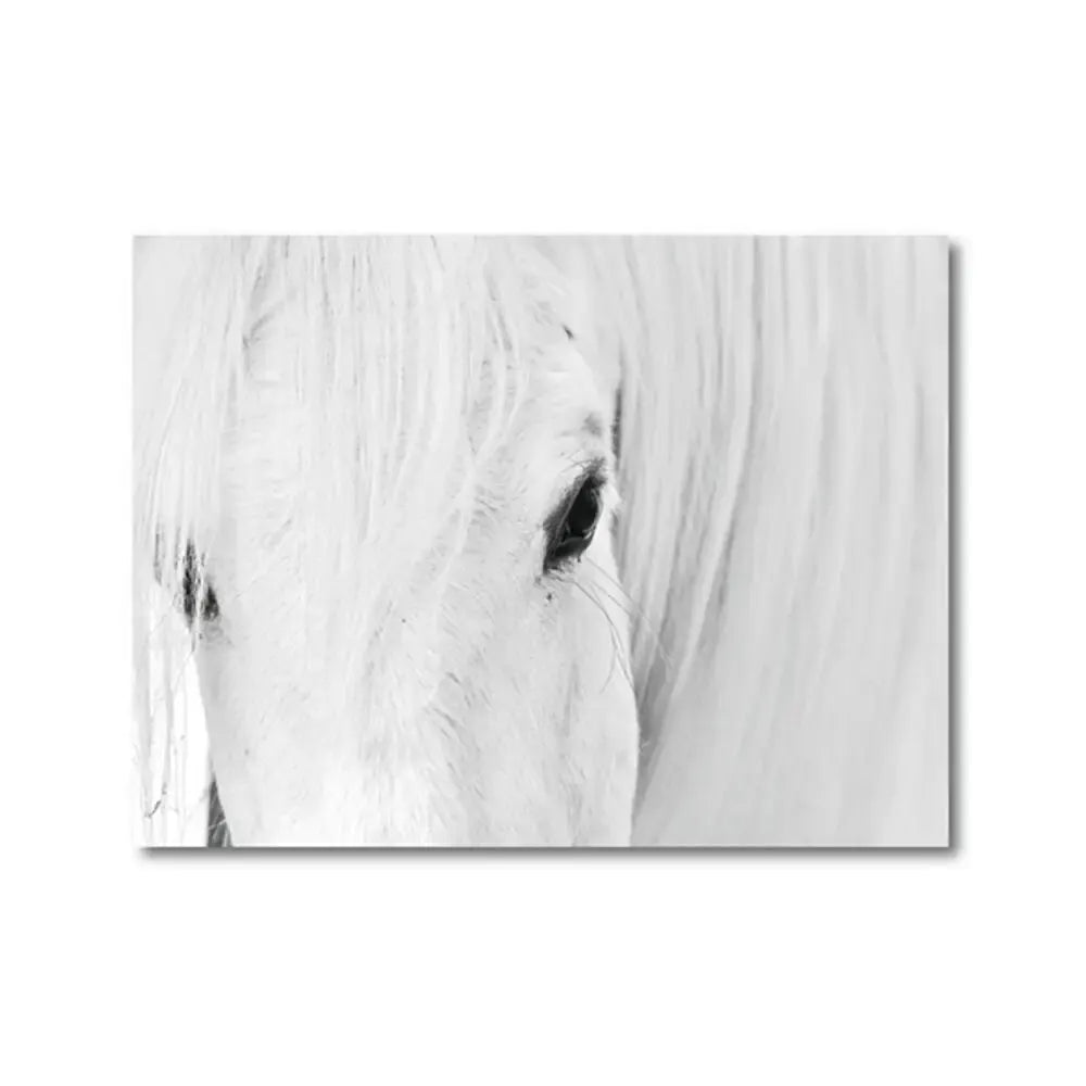 Horse Black and White Photo Poster, Rustic Farm Wall Art, Animal Prints, Canvas Painting Picture, Ideal for Home Room Wall Decor
