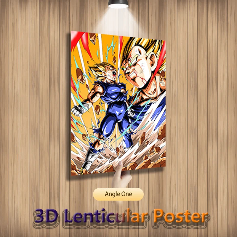 Dragon Ball Z Anime Lenticular Poster Vegeta Painting Wall Art 3D Flip Gradient Poster Home Decor(Without Frame)