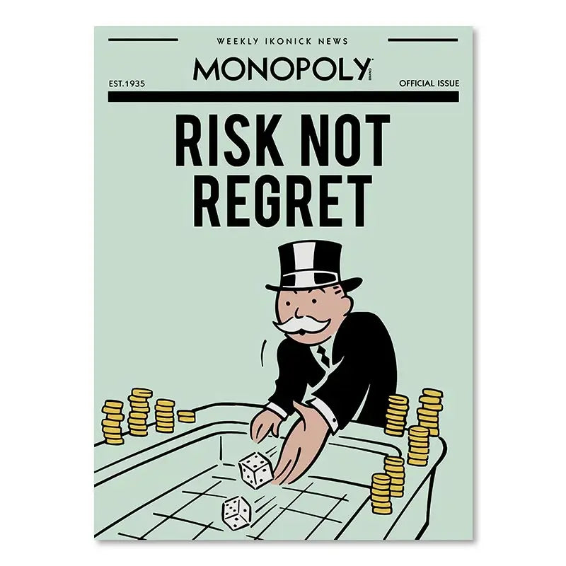 Monopoly Millionaire Dollar Money Poster Cartoon Figure Motivational Quote Canvas Painting Room Wall Art Picture For Home Decor