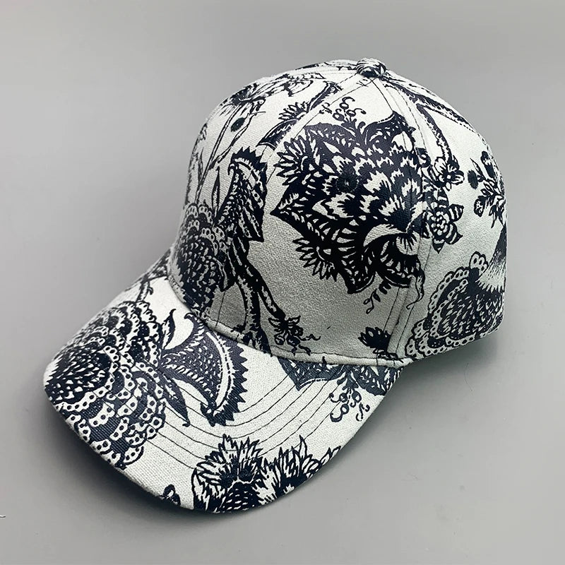 New Elegant Flower Leaf Vegan leather Streetwear Men Women Baseball Hats Cotton Kpop Funny Fashion Breathable Sport Hip Hop Caps