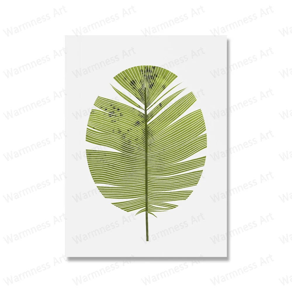 Scandinavian Simple Wall Art Jungle Tiger Stripe HD Canvas Poster Green Feather Print Home Bedroom Living Room Decoration