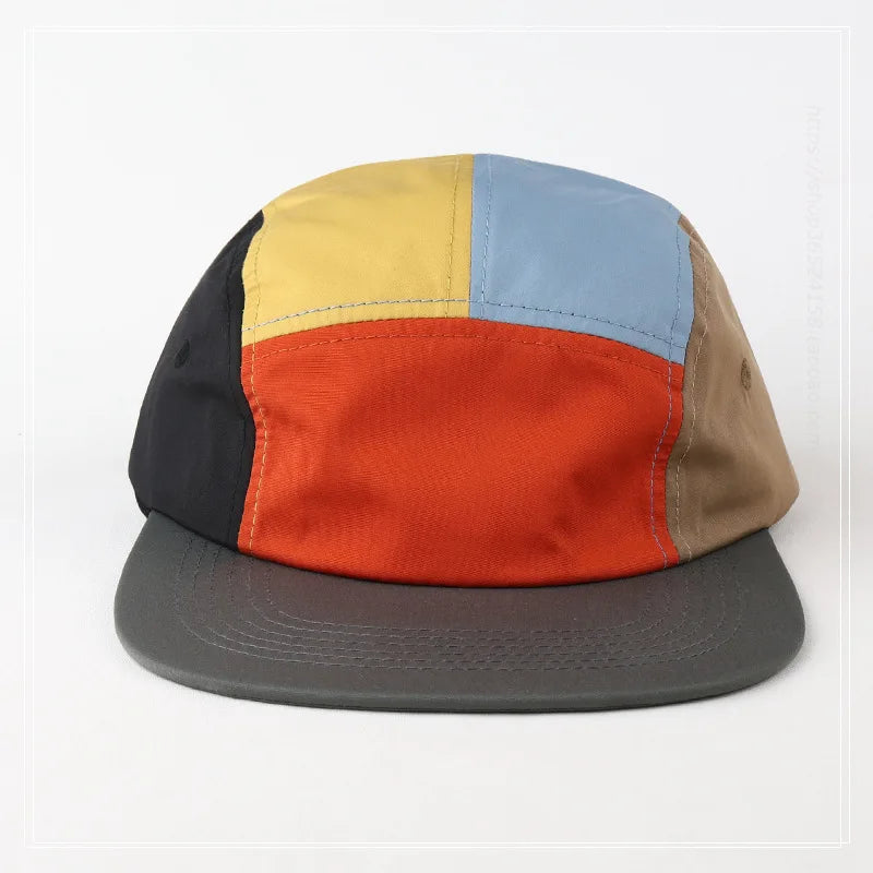 Customized Logo Color Matching Five-panel Waterproof Quick-drying Hat Outdoor Sunshade Unisex Adjustable Flat Edge Baseball Cap