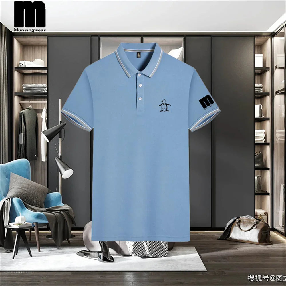 Summer Men's Polo Shirt Short Sleeve Collar Button T-shirt Men's Casual Fashion Street Wear Lightweight Jogging Top