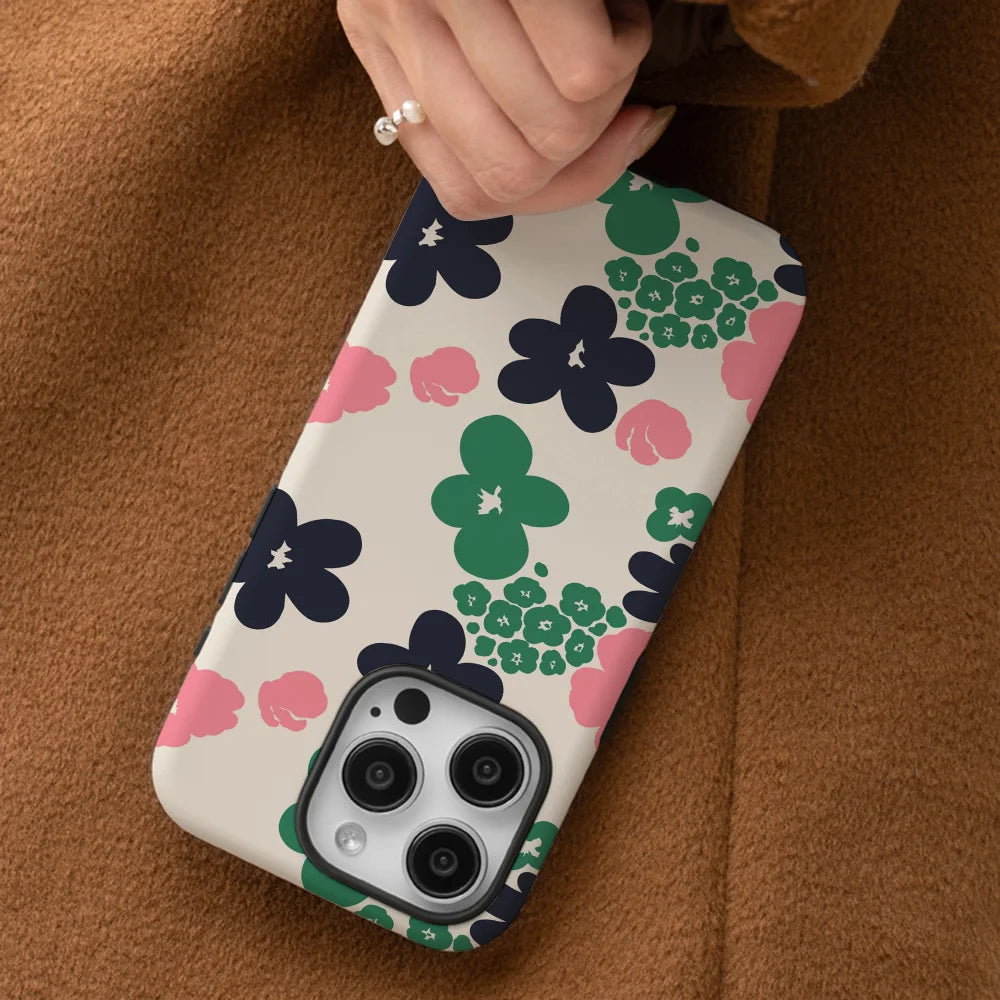 Blush Emerald Navy Floral Vividness Phone Case Phone Case Film shell For iPhone 16 15 14 13 12 11 Pro Max Plus