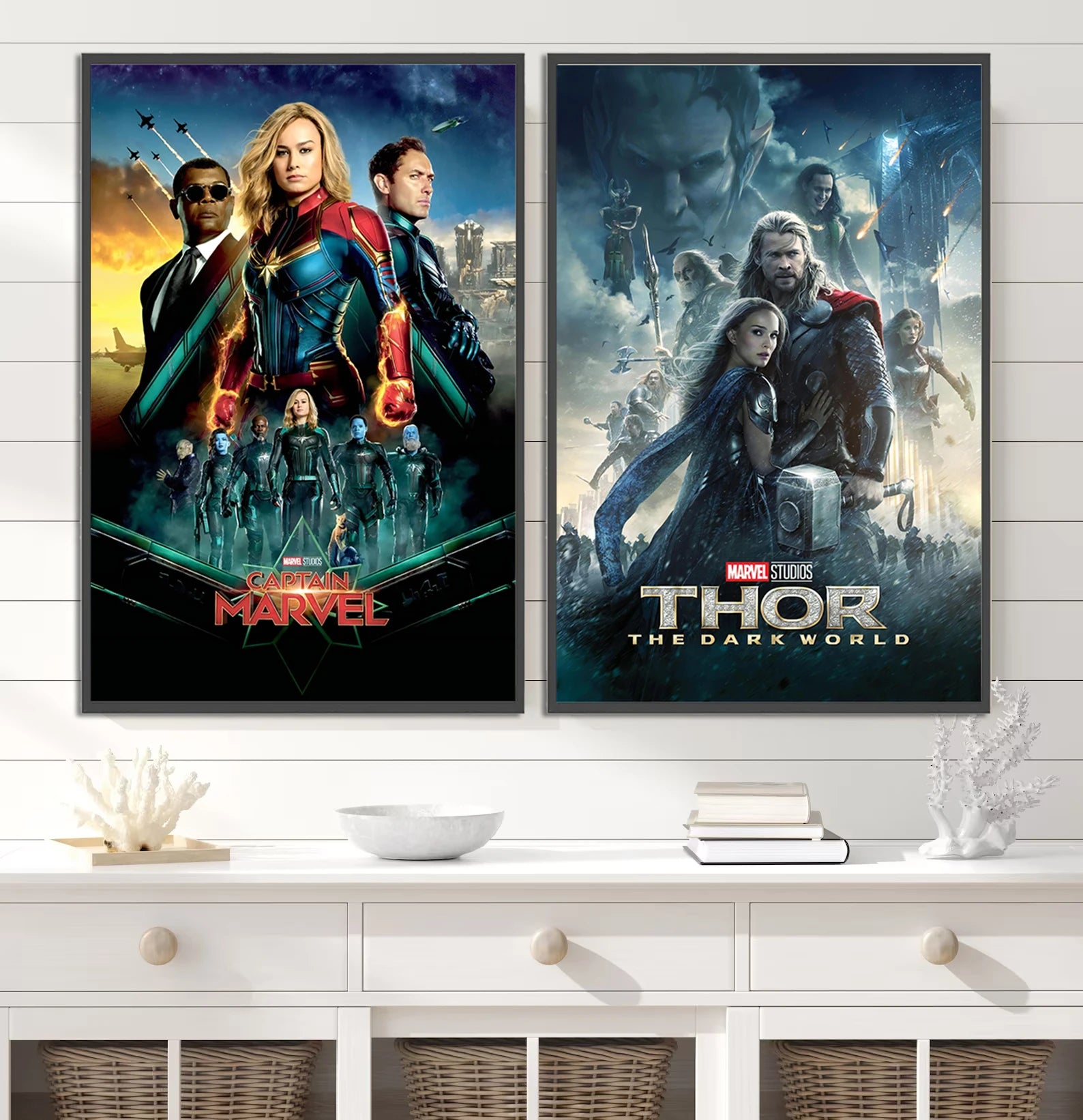 I-Iron Man M-Marvel Movie Poster Self-adhesive Wallpaper Figures Home Decoration Painting Wall T-Thor Art Bedroom Cartoons Decor