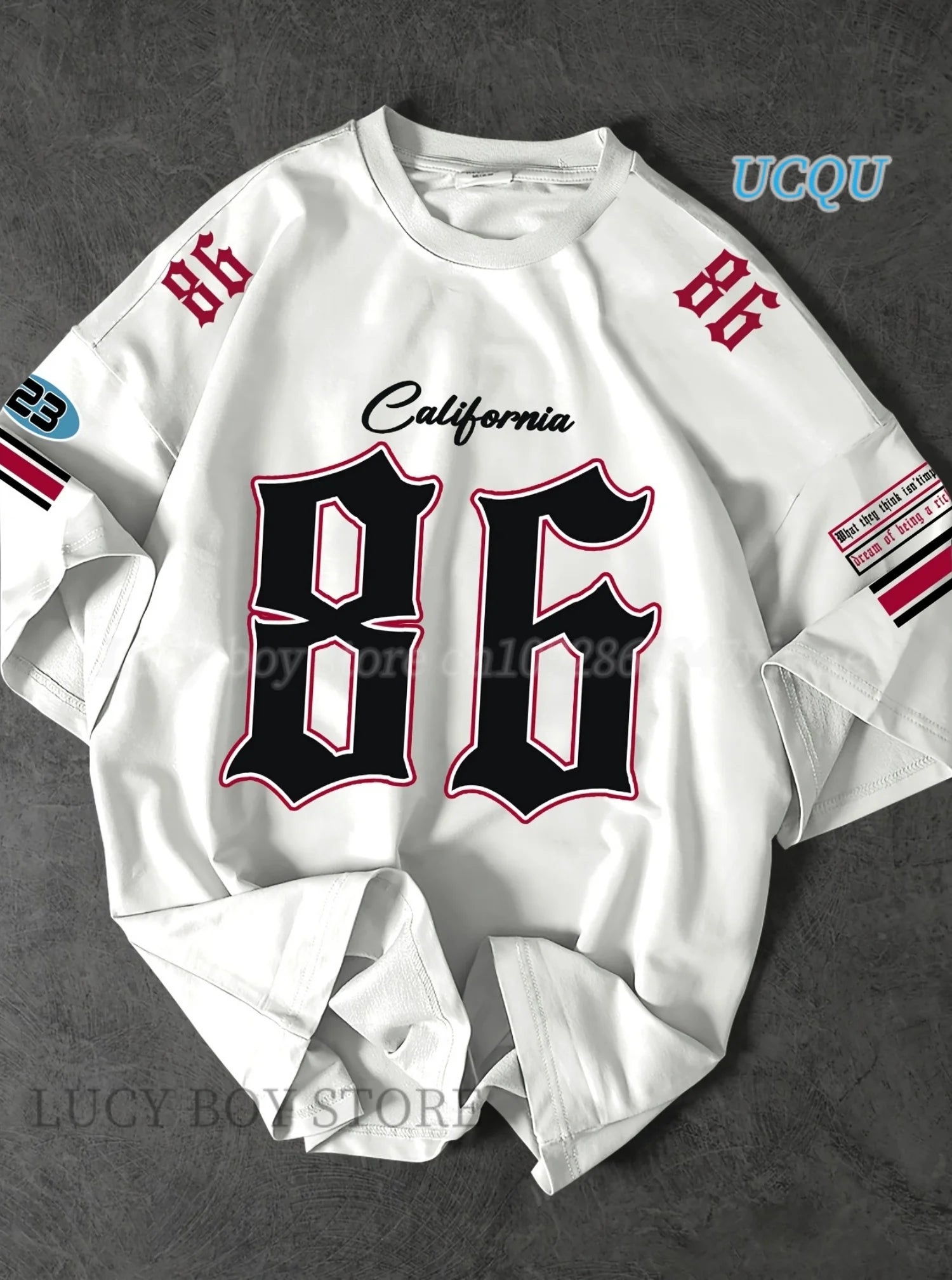 Sportwear Jersey Men California 86 Printed Short Sleeve T Shirt Man O Neck Racing Football Tee Vintage Casual Tops Men Clothes