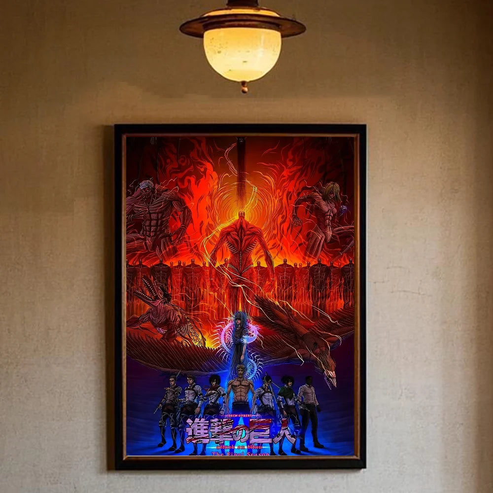 A-Attack on Titan Poster art sticky wall waterproof home living room bedroom bar aesthetic decoration