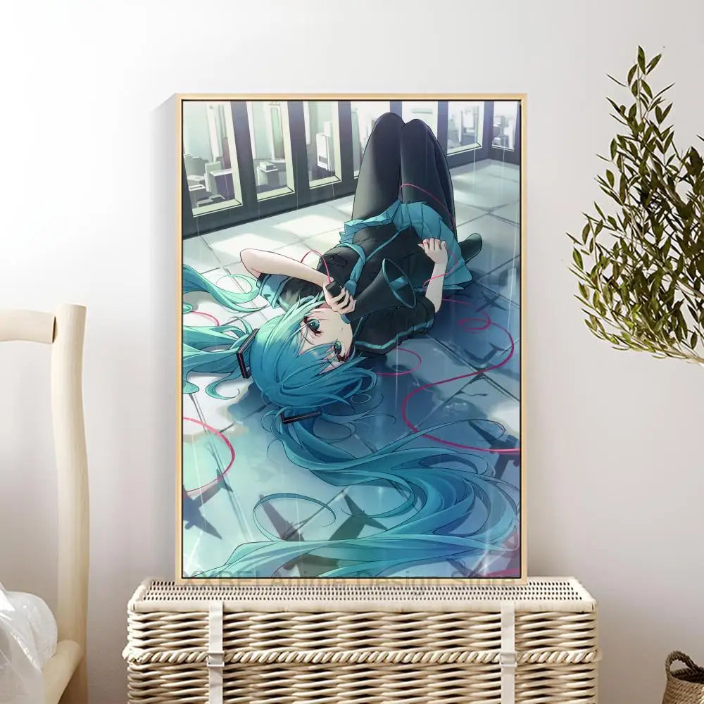 Virtual Idol H-Hatsunes M-MikU Poster Modern Art Mural Indoor Wall Sticker Bedroom Bedside Display Decorative Painting