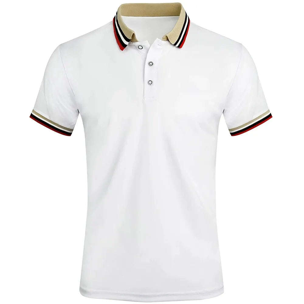 Men Summer Solid Casual Office Breathable Cotton Polo Shirt Fashion Brand Male Business High Quality Striped Short Sleeve Top