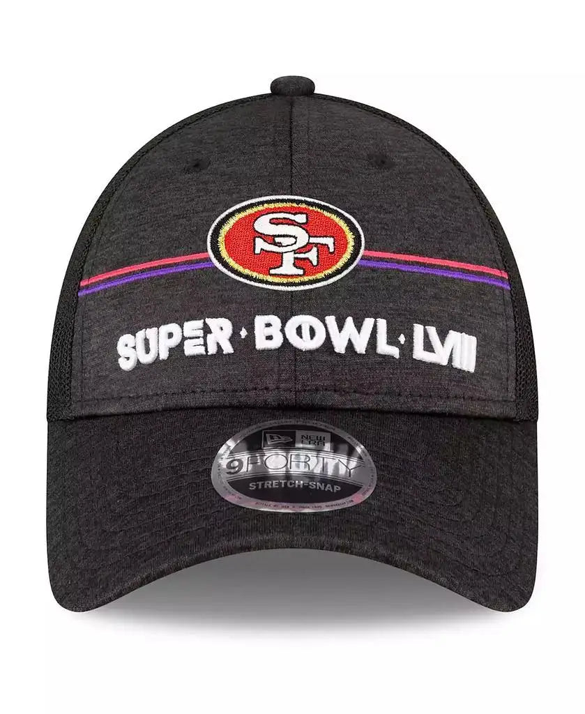 New Era | Men's Heather Black San Francisco 49ers Super Bowl LVIII 9FORTY Trucker Adjustable Hat