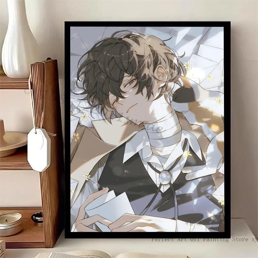 1pc Bungo Stray Dogs Dazai Chuuya Anime Poster Stickers Art Wall Murals Decor Game Room Decor Gifts Kawaii HD Painting Cat Cars