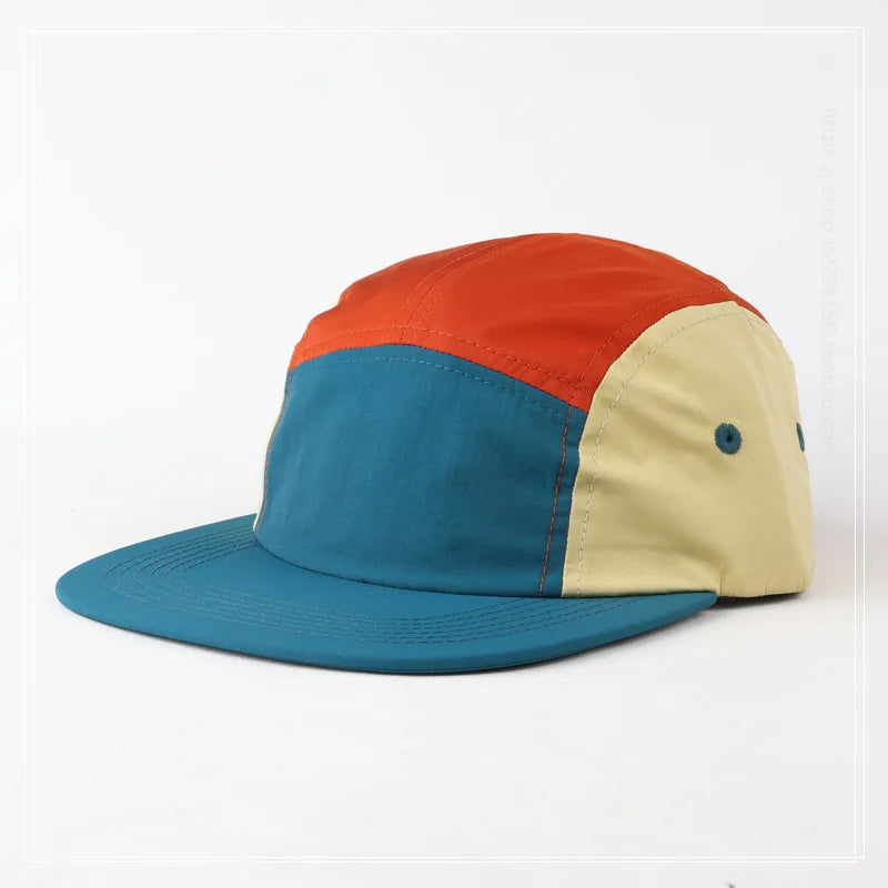 Customized Logo Color Matching Five-panel Waterproof Quick-drying Hat Outdoor Sunshade Unisex Adjustable Flat Edge Baseball Cap