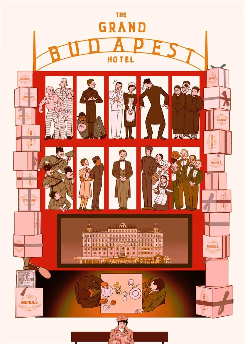 Classic Retro Tourist Movie Detail The Grand Budapest Hotel Poster Aesthetic Canvas Painting Poster Wall Art Picture