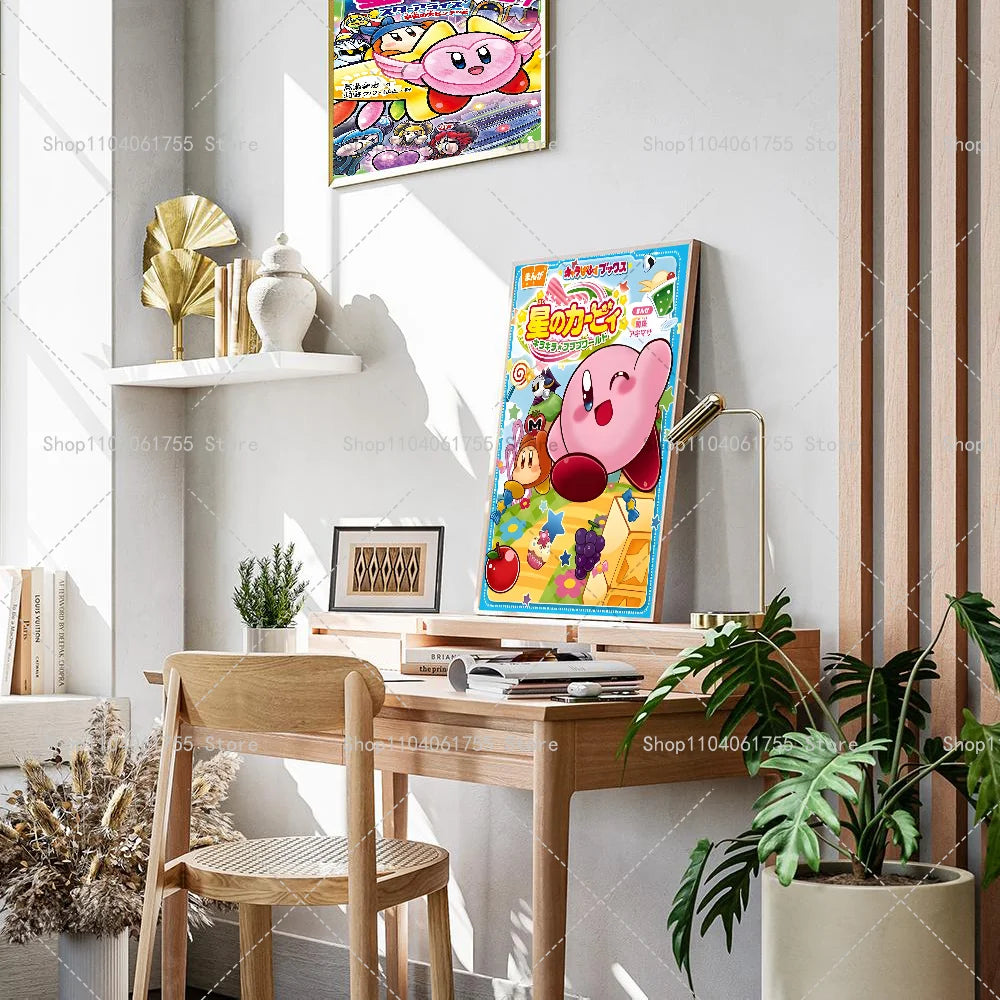 1PC Cartoon Cute K-Kirby Poster Self-adhesive Art Waterproof Paper Sticker Coffee House Bar Room Wall Decor
