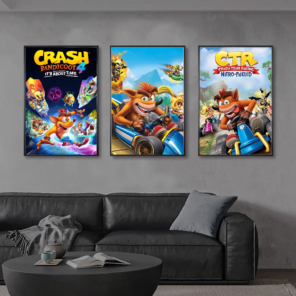 Crash Bandicoot Anime Posters Sticky Whitepaper Sticker DIY Room Bar Cafe Kawaii Room Decor