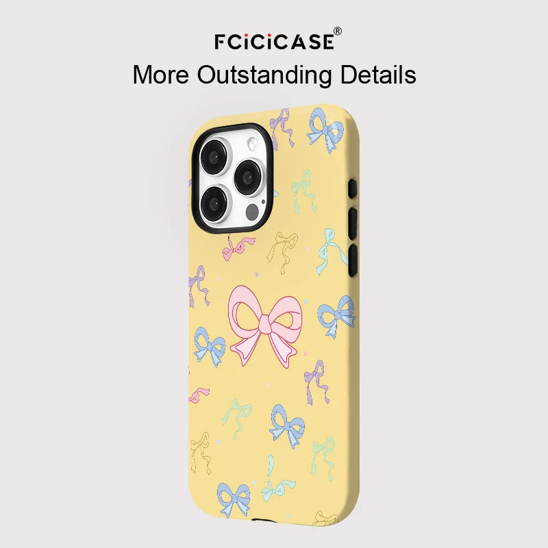 Colorful Bows Case For iPhone 16 Pro Max 15 14 13 Mini 12 11 Pro Plus Acrylic TPU Two in one Magnetic Phone Cases