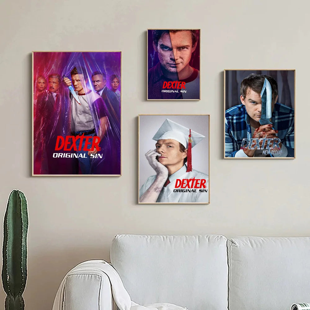 D-Dexter Movie Whitepaper Poster Waterproof Paper Sticker Coffee House Bar Aesthetic Art Wall Painting