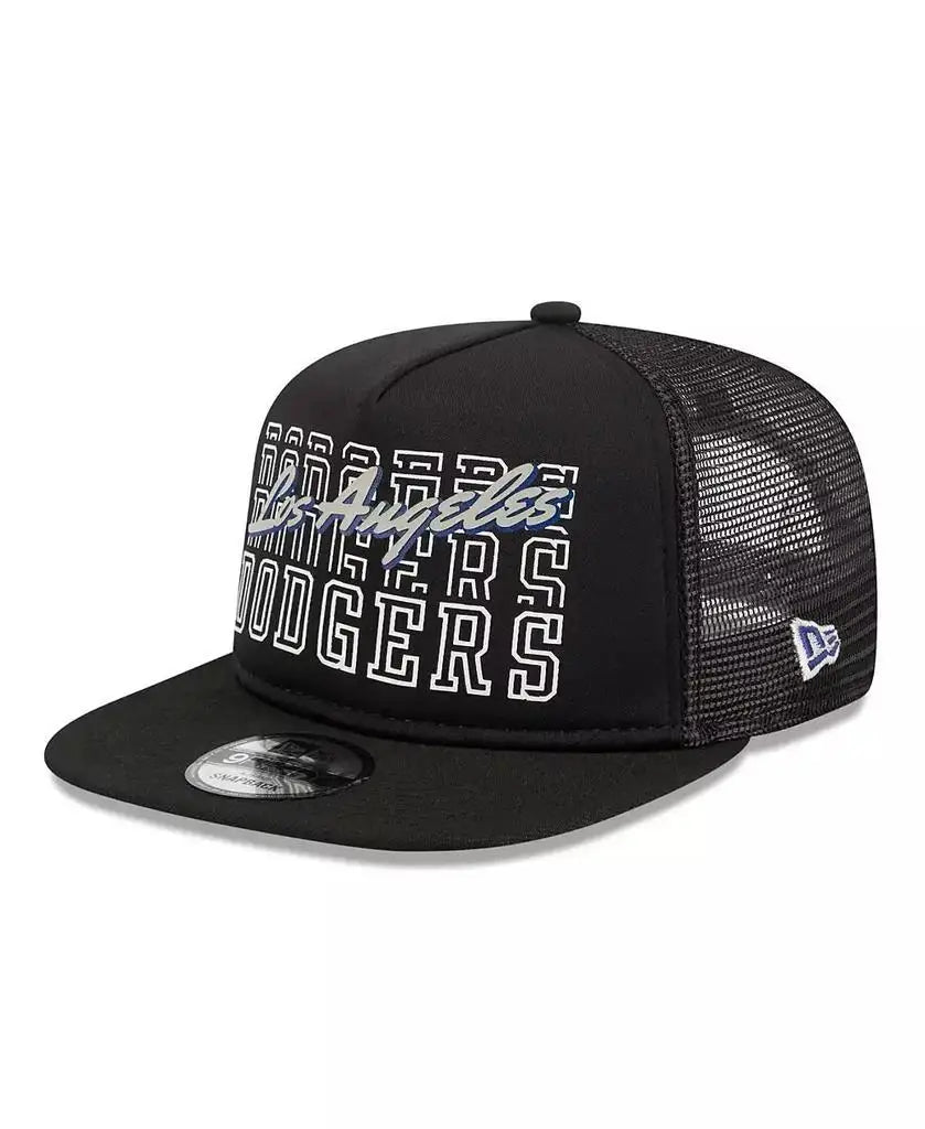 New Era | Men's Black Los Angeles Dodgers Street Team A-Frame Trucker 9FIFTY Snapback Hat