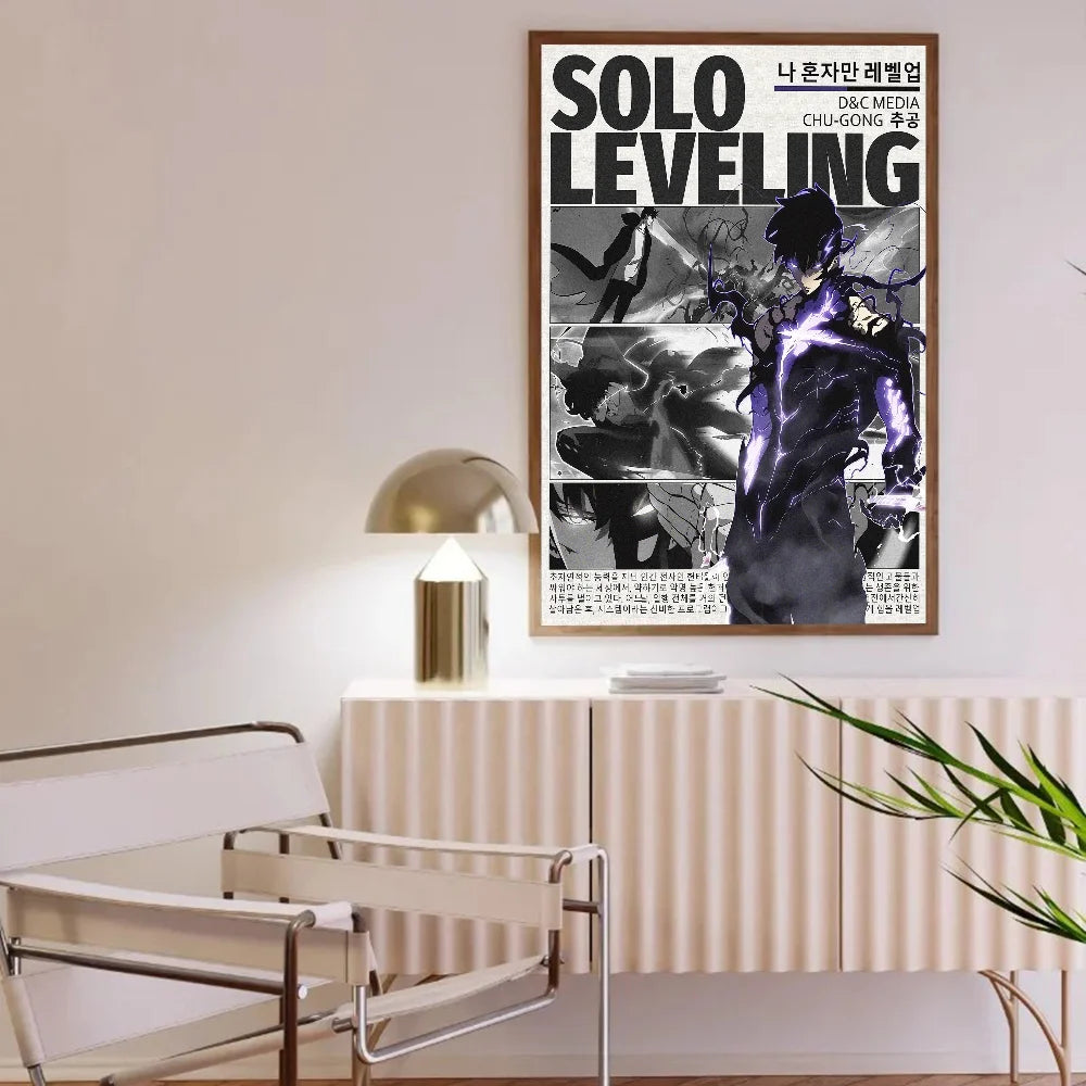 1pc S-Solo L-Leveling Poster Self-adhesive Art Waterproof Paper Sticker Coffee House Bar Room Wall Decor