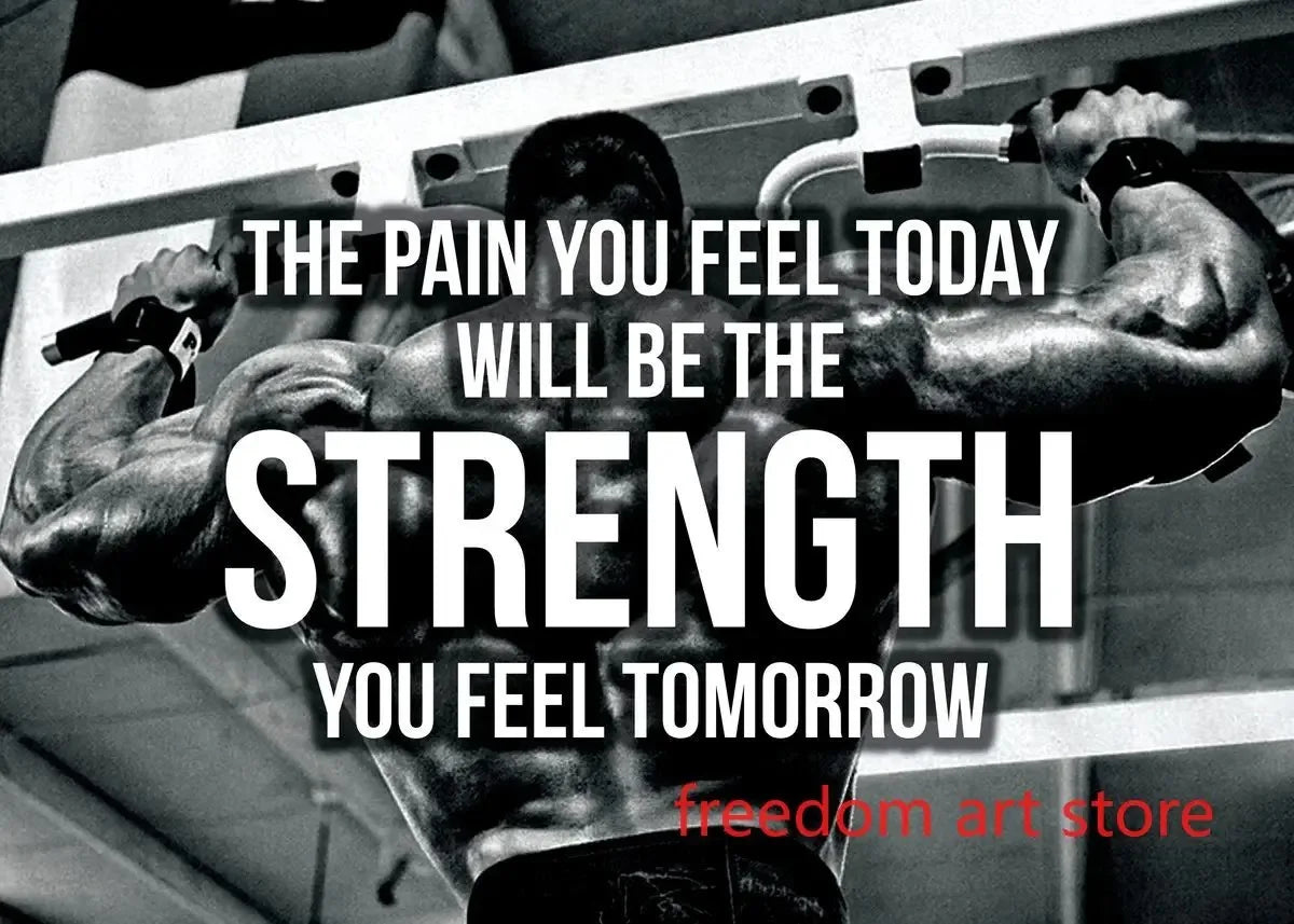 Gym Motivation Muscle Man Bodybuilding Fitness Strength Barbell Art Poster Canvas Painting Wall Print Picture for Home Gym Decor