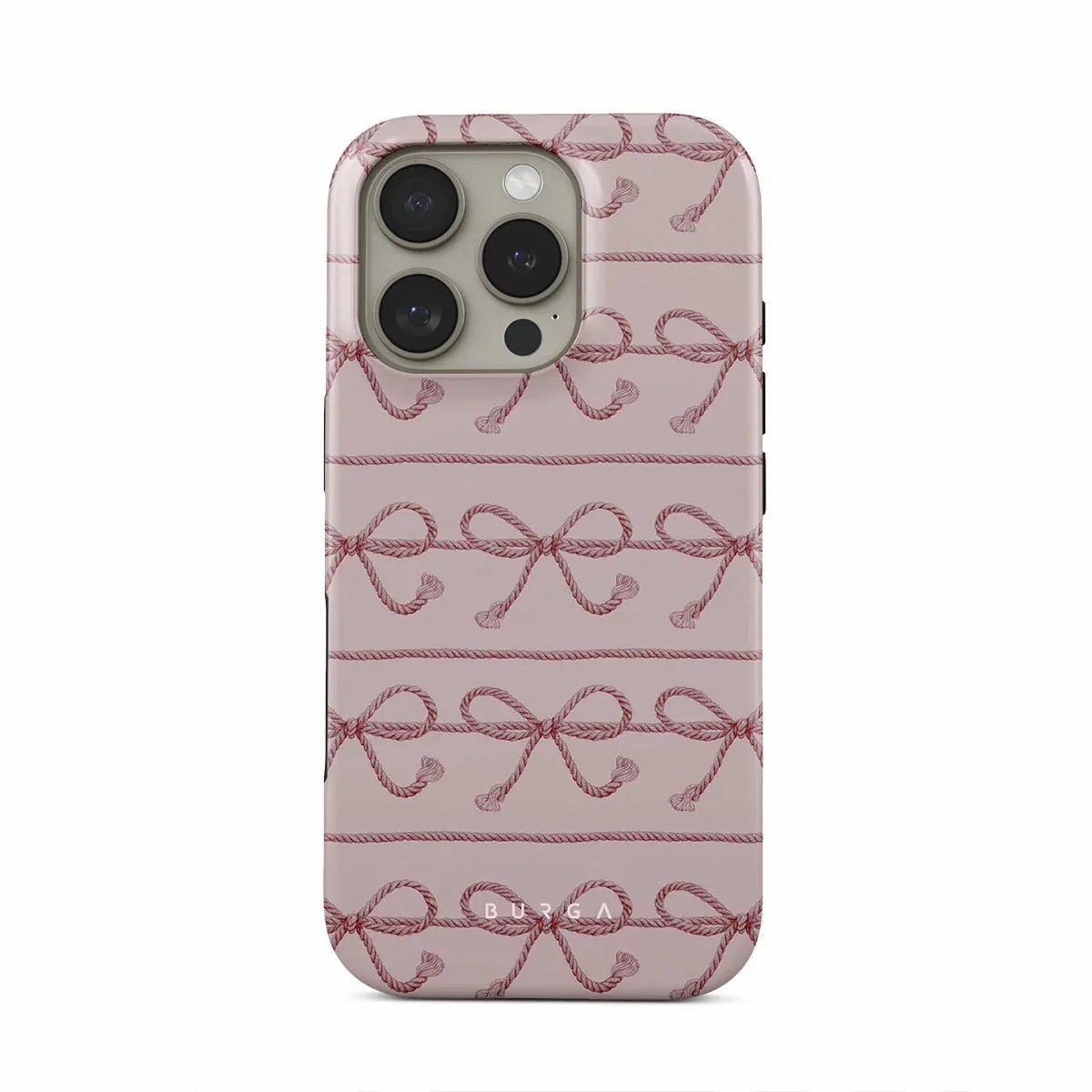 Pink Bow Rope BURGA Phone Case for iPhone 16 15 14 13 12 11 X XS XR XSMAX 7 8 Pro Max Plus Luxury Double-layer Back Cover