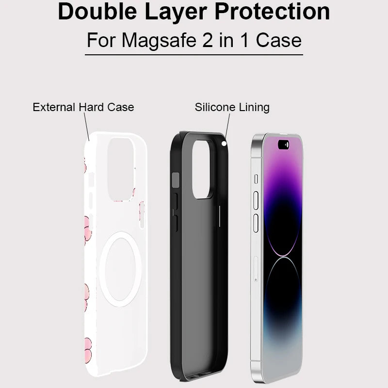 Flower Print Case For iPhone 16 15 Pro Max 14 Plus 13 12 Pro 11 Acrylic TPU Two in one Magnetic Shockproof Phone Cases