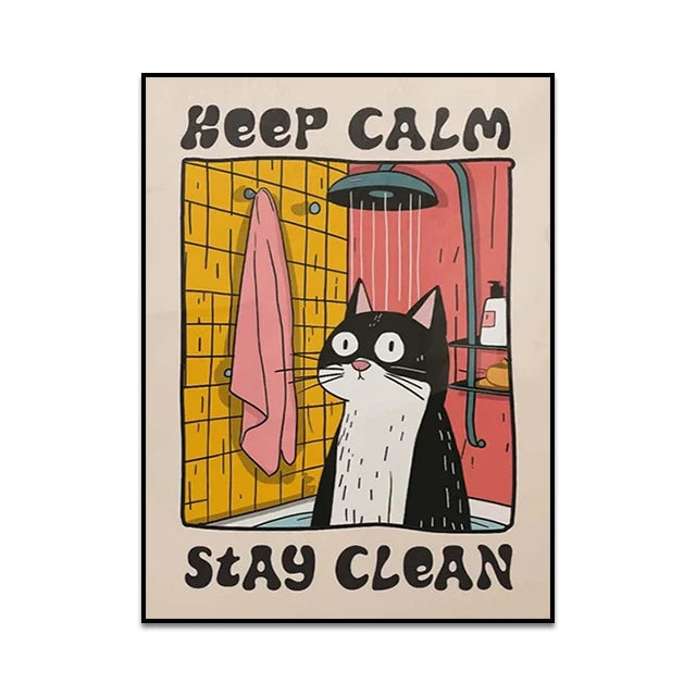 Are You Pooping Canvas Wall Art Print Poster Funny Bathroom Cat Toilet Decor Painting Home Decor Gift Unframed