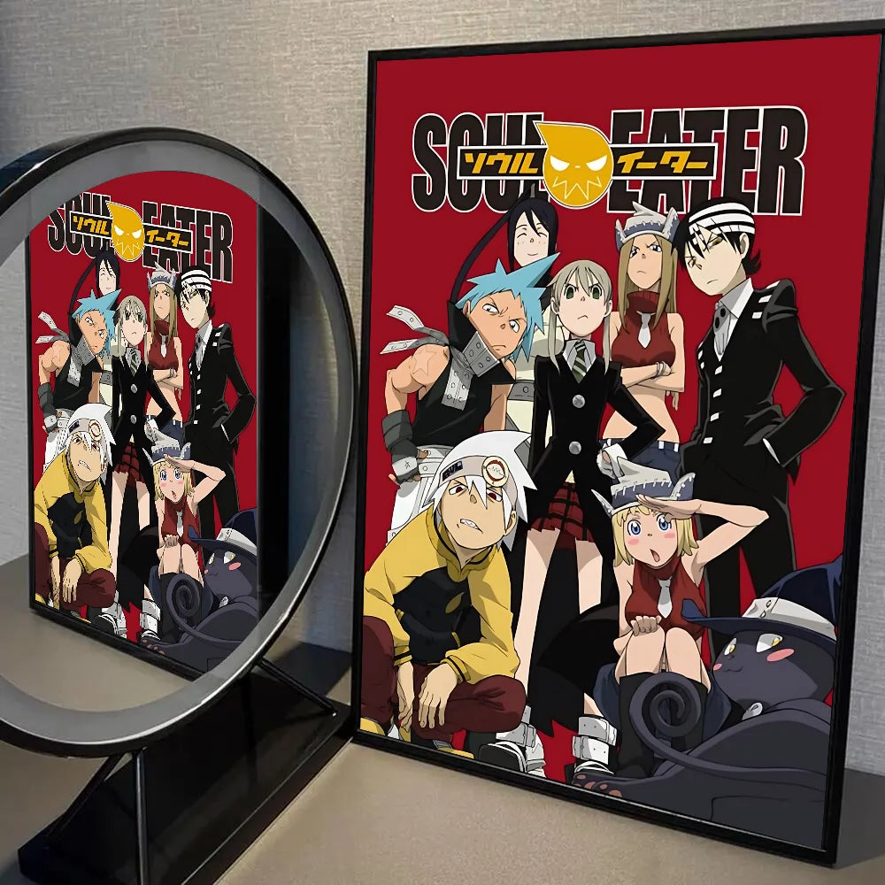 1PC Classic Anime Soul Eater Poster Self-adhesive Art Waterproof Paper Sticker Coffee House Bar Room Wall Decor
