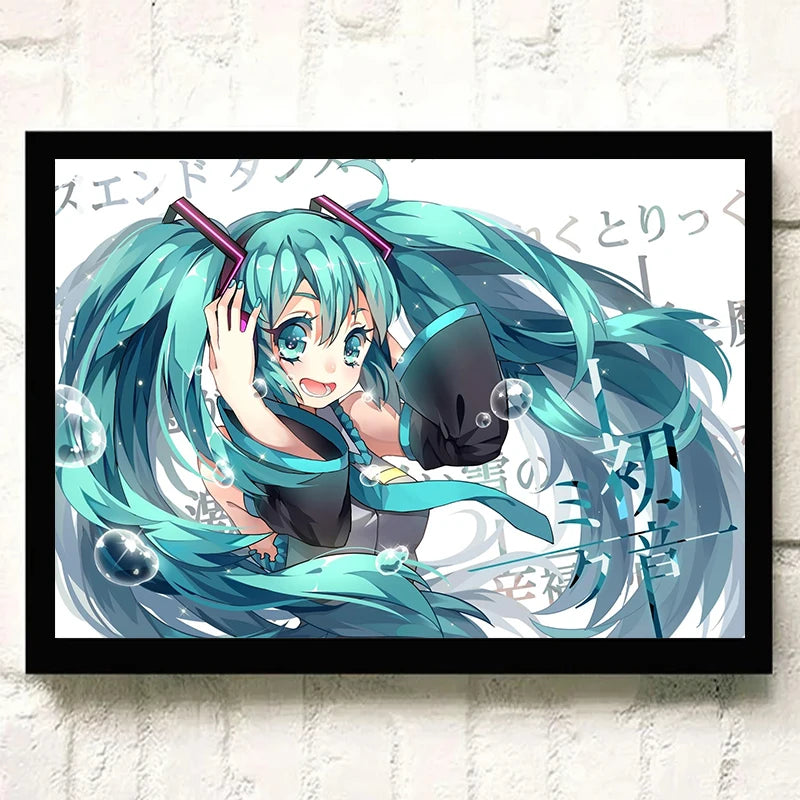 H-Hatsune Anime Miku-Poster Cartoon beautiful girl Anime Canvas Print Poster Poster Wall Art Decoration For Home Room Decoration