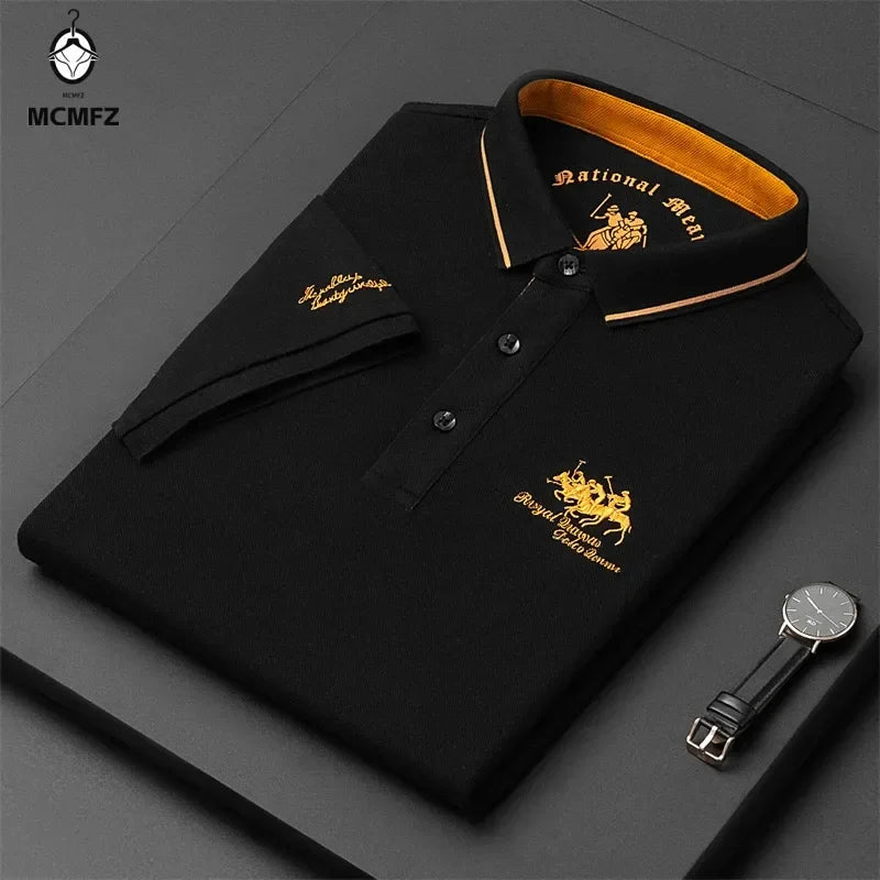 Men's Embroidered Casual Fashion Short Sleeved POLO Shirt Summer Comfortable Top