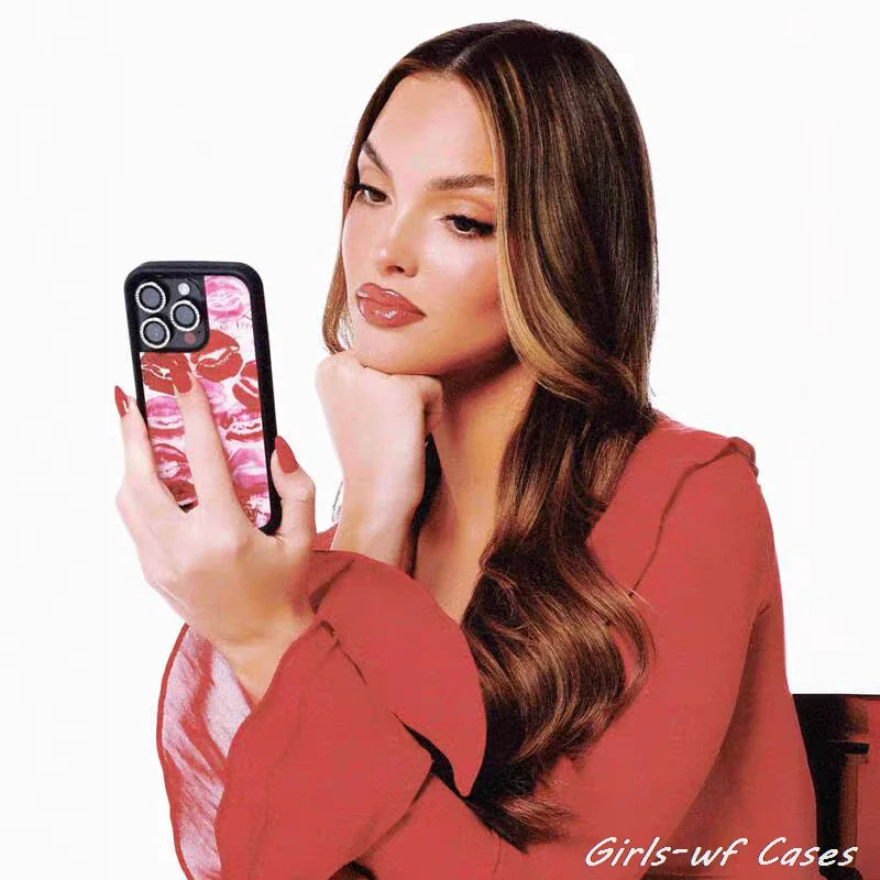 Wildflower Kensington Girls Phone Case for iPhone 12 13 14 15 16 Pro Max Plus 16Pro wf Romantic kiss mark Lipstick Lips Cover