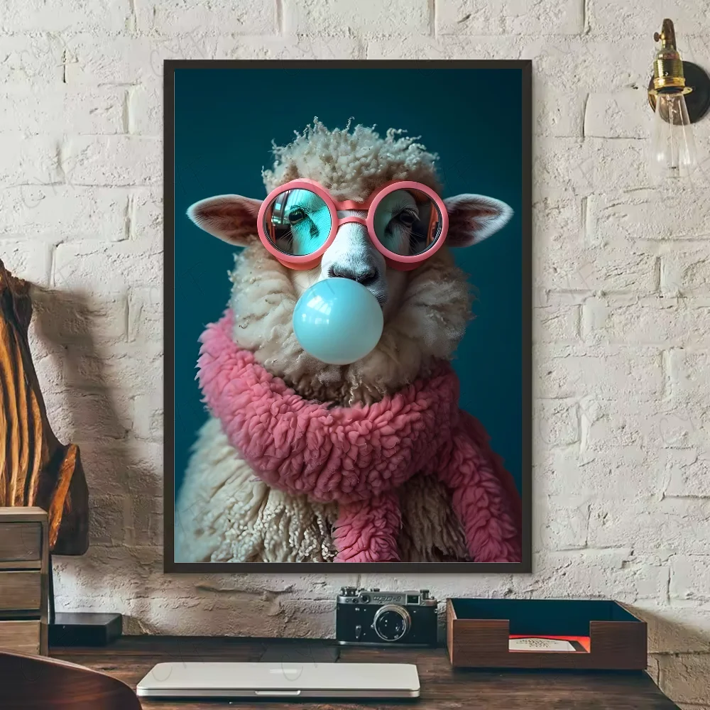 Multi-sizes Cute LIama Poster HD art sticky wall waterproof home living room bedroom bar aesthetic decoration