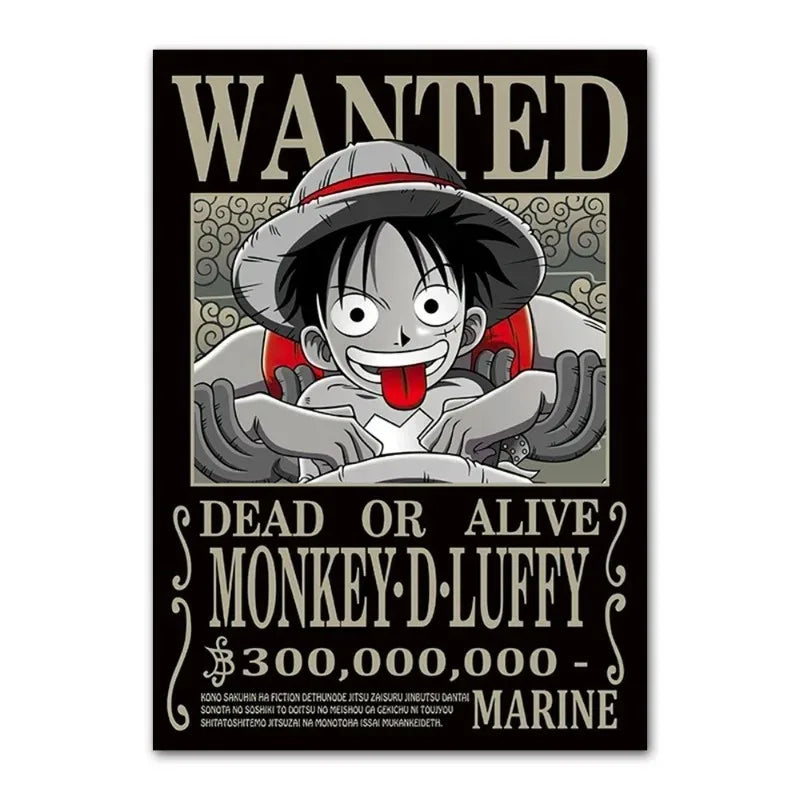 One Piece canvas Wanter Canvas Poster Anime Luffy Ace Chopper Zoro Wall Sticker office Home Sticker Paintings For Kids Gifts