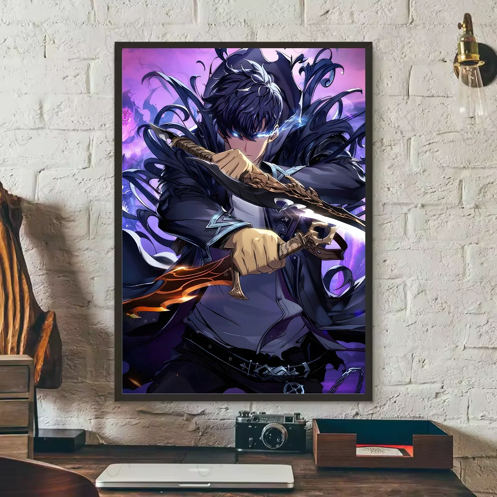 S-Solo Leveling Anime Poster HD art sticky wall waterproof home living room bedroom bar aesthetic decoration