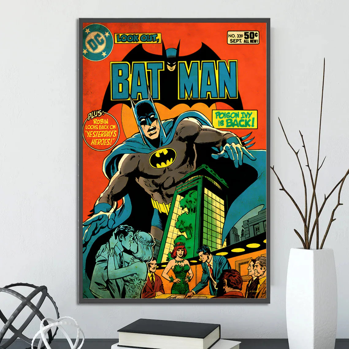 Batman Self-adhesive Poster Movie Wallpaper Figures Home Decoration Painting Wall Art DC Classic Covers Room Decor Kids Gift