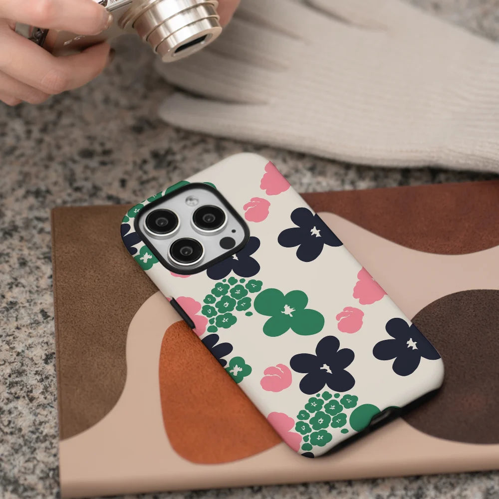 Blush Emerald Navy Floral Vividness Phone Case Phone Case Film shell For iPhone 16 15 14 13 12 11 Pro Max Plus