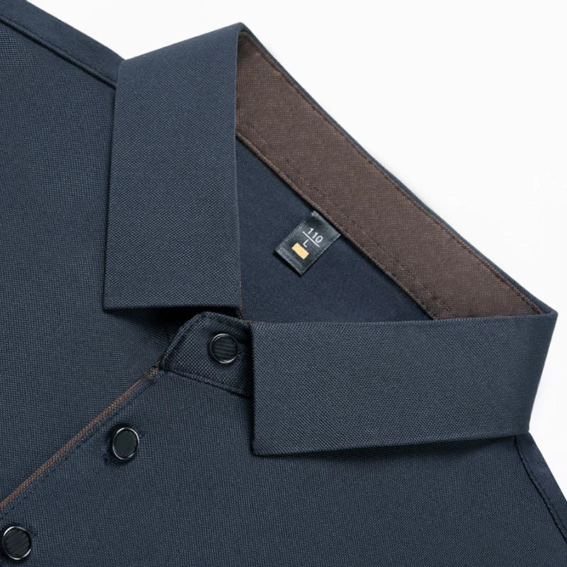 2025 Summer New High End POLO Shirt Dad's Fashion Casual Trendy Solid Color