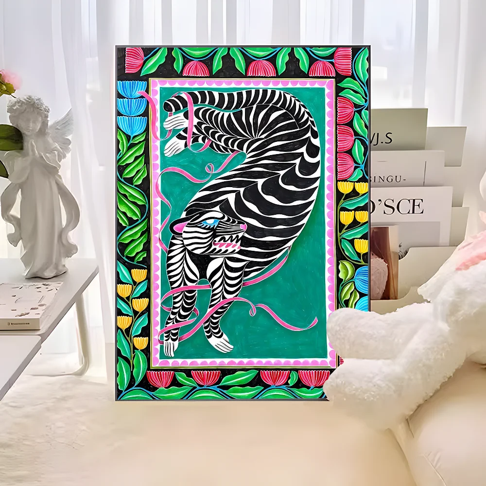 Wild Leopard Tiger Vase Flower Girl Power Whitepaper Poster HD Quality Poster Wall Art Painting Study Room Wall Decor