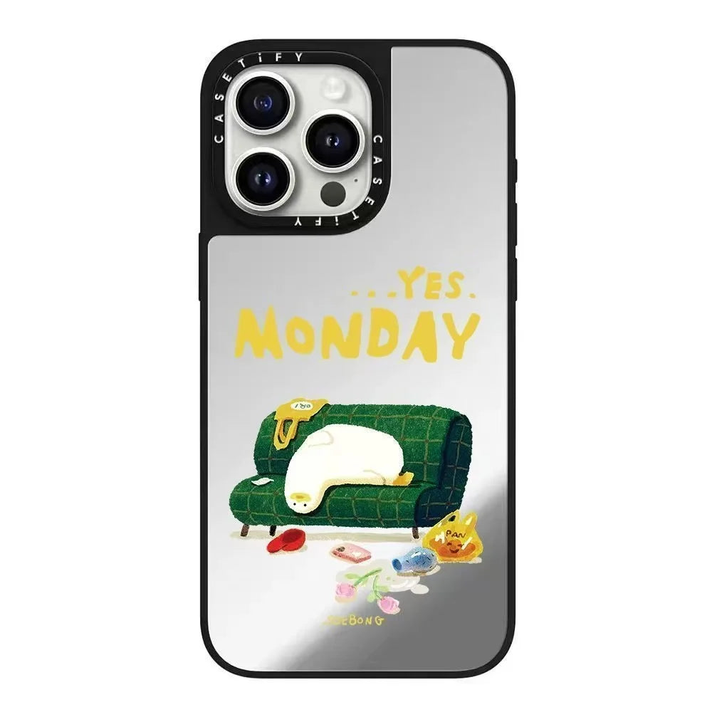 CASETiFY Cute Lazy Duck Cartoon Mirror Surface Phone Case for iPhone 16 pro Max 15 iPhone 14 Magnetic Absorption Compatible