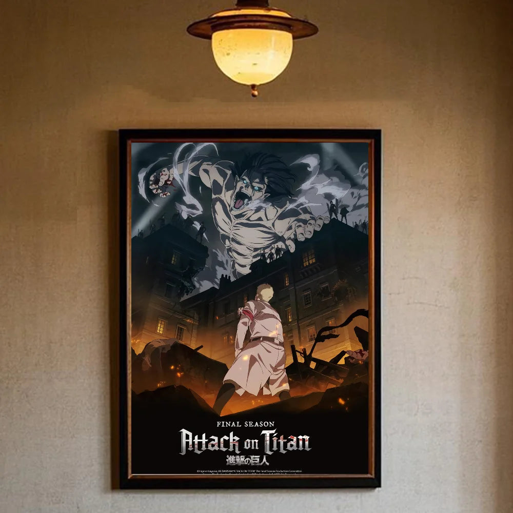 A-Attack on Titan Poster art sticky wall waterproof home living room bedroom bar aesthetic decoration