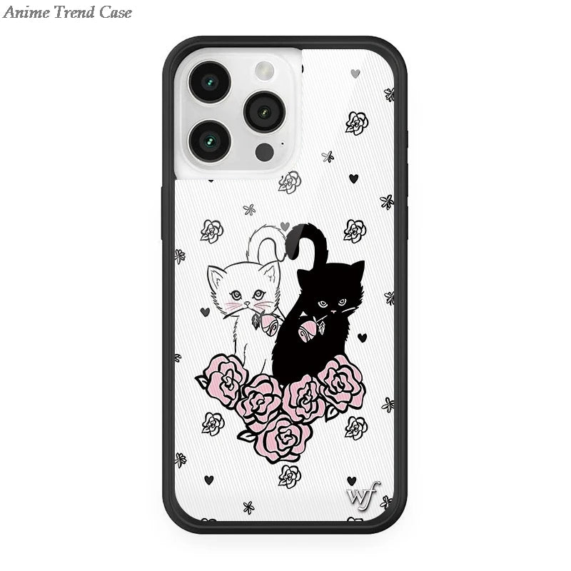 Wildflower 3D WF Metal Logo Phone Case for iPhone 16 15 14 13 12 Pro Max Plus 14pro 16pro Animal Butterfly Horse Fox Cover Funda