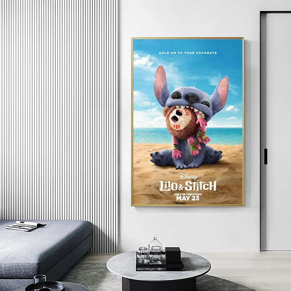 MINISO 2025 New Disney Stitch Movie Poster Lilo & Stitch Wall Decor Canvas Painting Print Art Home Decor Living Room Bedroom