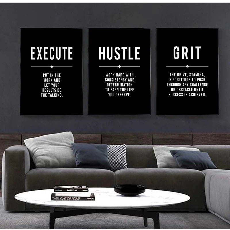 Grind Hustle Success Motivational Posters and Prints Office Decor Modern Art Entrepreneur Motivation Canvas Painting Pictures