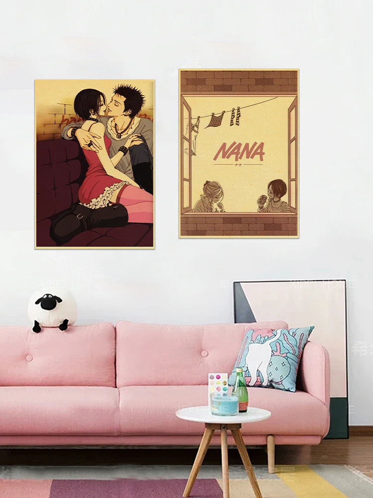 Japan Anime NANA Posters Retro Kraft Paper Sticker Poster 2021 Arrivals Bar Cafe Decor Nostalgia Gift Funny Prints Wall Painting