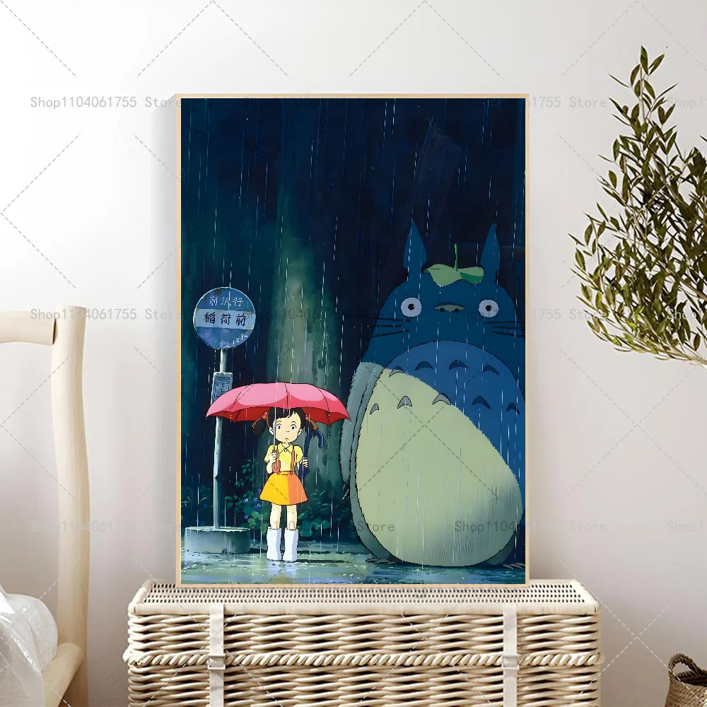 1PC Anime M-My N-Neighbor T-Totor Poster Self-adhesive Art Waterproof Paper Sticker Coffee House Bar Room Wall Decor