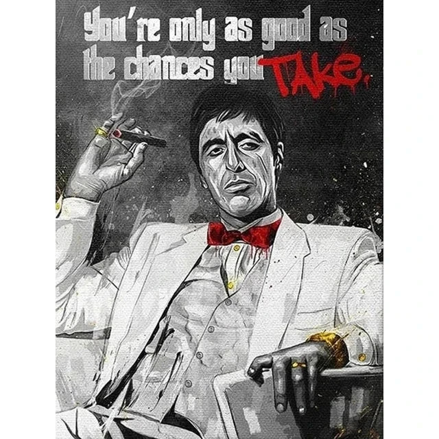 Scarface Tony Montana Series Motivational Quote Dollars/Money/Cash Canvas Painting Wall Pictures Bedroom Office Home Decoration