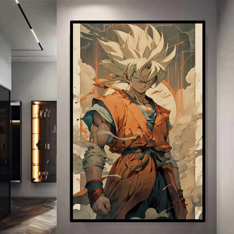Dragon Ball Decorative Painting Sun Wukong Super Saiyan Japanese Anime Hanging Picture Living Room Bedside Mural