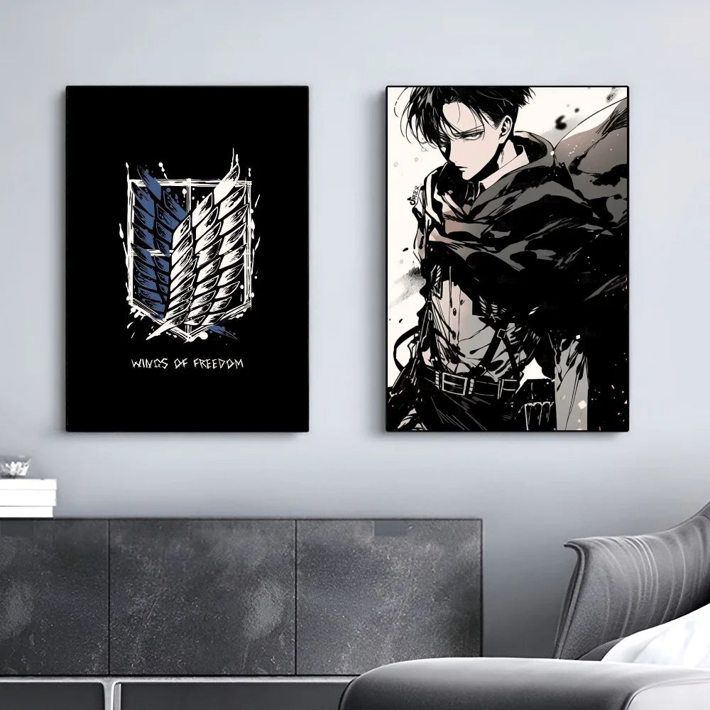 1PC Attack On Titan Poster Self-adhesive Art Waterproof Paper Sticker Coffee House Bar Room Wall Decor