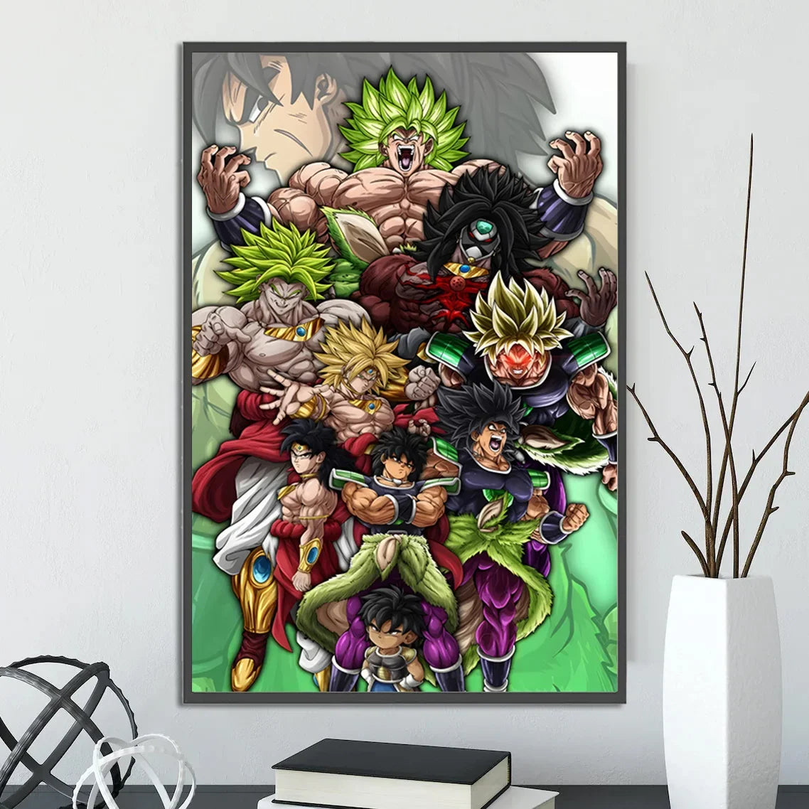 Dragon Ball Self-adhesive Poster Super Saiyan Goku Anime Wallpapr Vegeta Home Decoration Painting Wall Art Kid Birthday Gift